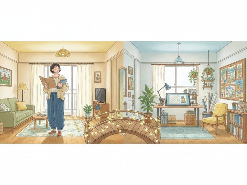 広い家へ引越す、は古い？ 近所にもう1部屋借りる「近距離2拠点」という選択肢。8畳1Kがリノベで最高の仕事場に！ イラストレーター・てらいまきさんに聞く - たぬきニュース